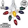 Picture of 100 C9 Christmas Light Set - Assorted Bulbs - White Wire