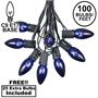 Picture of 100 C9 Christmas Light Set - Blue Bulbs - Black Wire