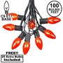 Picture of 100 C9 Christmas Light Set - Orange Bulbs - Black Wire