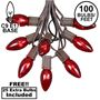 Picture of 100 C9 Christmas Light Set - Red Bulbs - Brown Wire