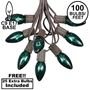 Picture of 100 C9 Christmas Light Set - Green Bulbs - Brown Wire