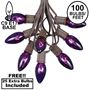 Picture of 100 C9 Christmas Light Set - Purple Bulbs - Brown Wire