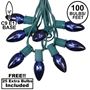 Picture of 100 C9 Christmas Light Set - Blue Bulbs - Green Wire