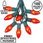 Picture of 100 C9 Christmas Light Set - Orange Bulbs - Green Wire