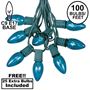 Picture of 100 C9 Christmas Light Set - Teal Bulbs - Green Wire