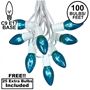 Picture of 100 C9 Christmas Light Set - Teal Bulbs - White Wire
