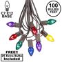 Picture of 100 C7 String Light Set with Assorted Bulbs on Brown Wire