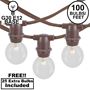 Picture of 100 Clear G30 Commercial Grade Candelabra Base Light Set - Brown Wire