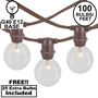 Picture of 100 Clear G40 Commercial Grade Candelabra Base Light Set - Brown Wire