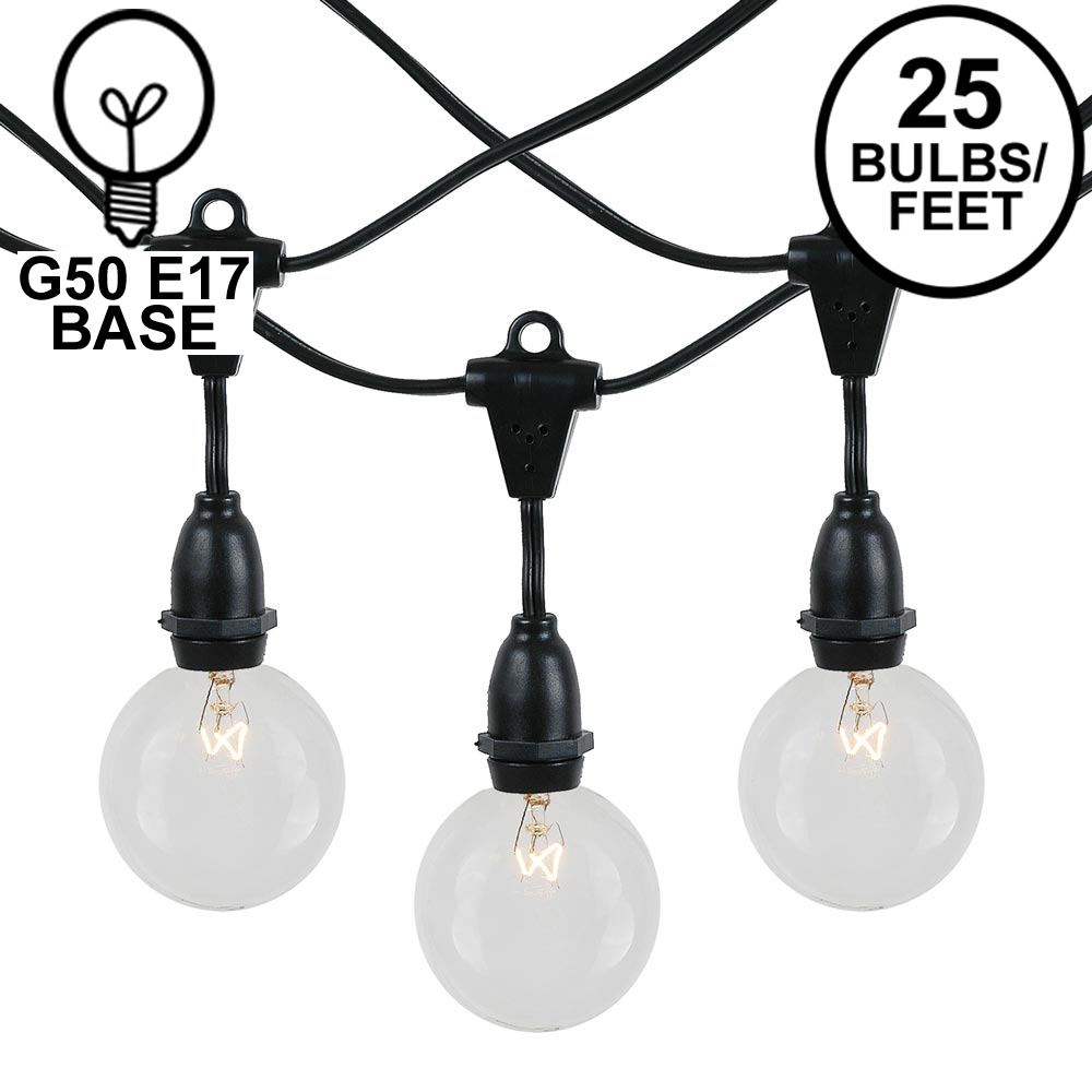 Picture of 25 Clear G50 Suspended Commercial Grade Intermediate Base Light Set