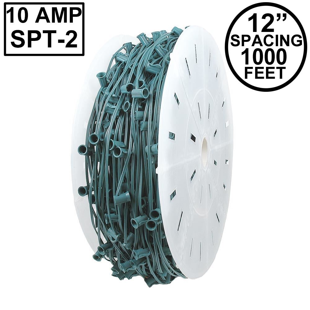 Picture of Premium Commercial Grade 10 Amp C7 1000' Spool 12" Spacing Green Wire