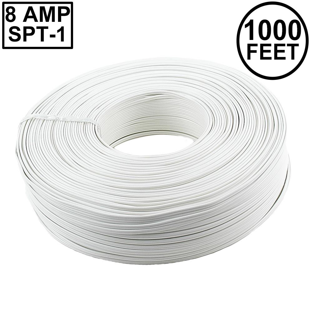 White SPT1 Wire Extension Cord Wire AWG 18 Gauge Zip Cord 100' 250' 1000' 