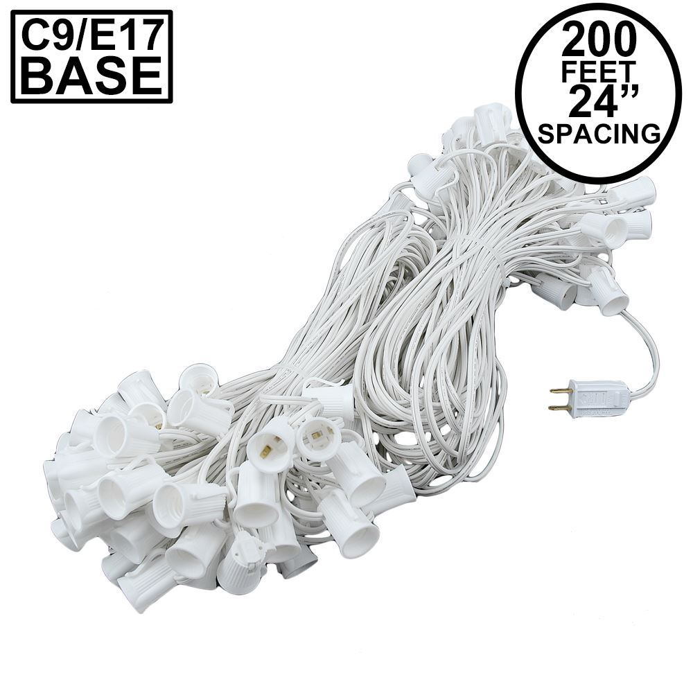 Picture of C9 200' Stringer 24" Spacing, 100 Sockets - White Wire