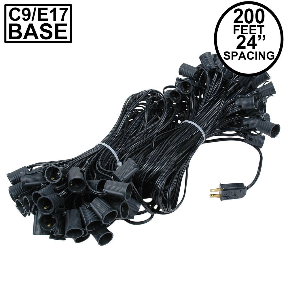 Picture of C9 200' Stringer 24" Spacing, 100 Sockets - Black Wire
