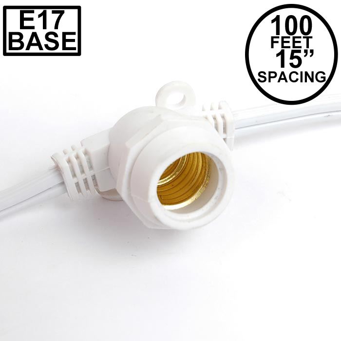 Picture of 100' White Commercial Grade Stringer 80 Intermediate (e17) Base Sockets