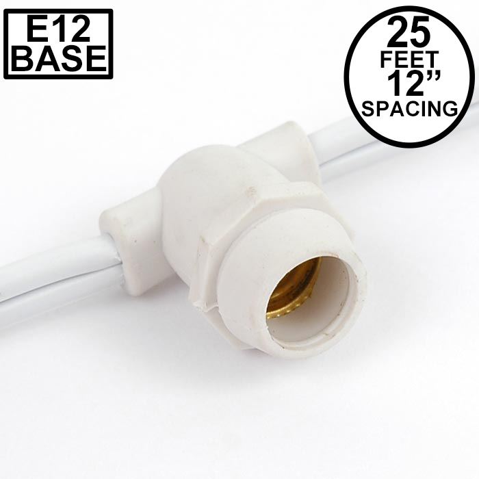 Picture of 25' White Commercial Grade Stringer 25 Candelabra (e12) Base Sockets