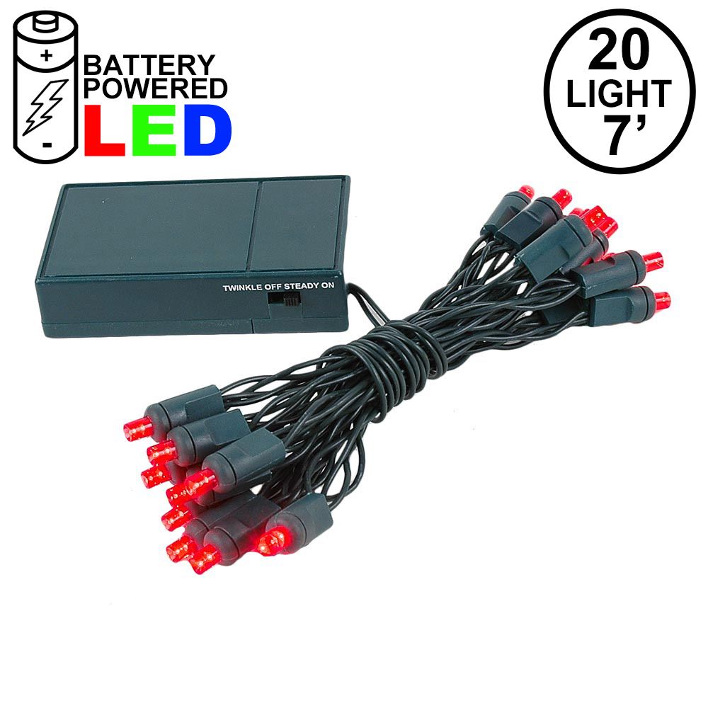Picture of 20 LED Battery Operated Lights Red Green Wire