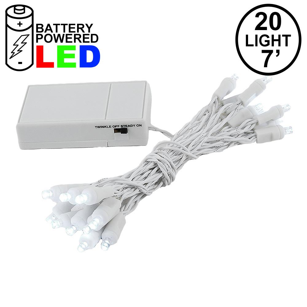 Picture of 20 LED Battery Operated Lights Pure White White Wire