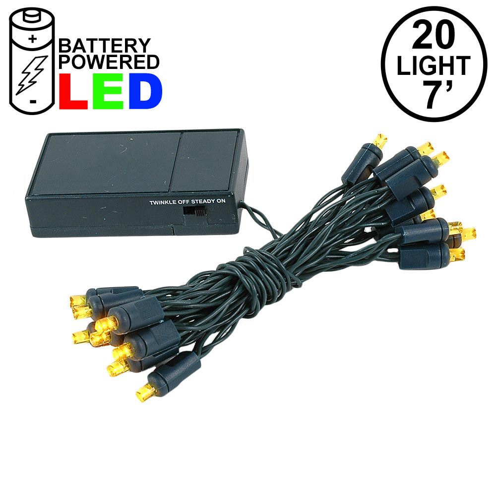 Picture of 20 LED Battery Operated Lights Yellow Green Wire