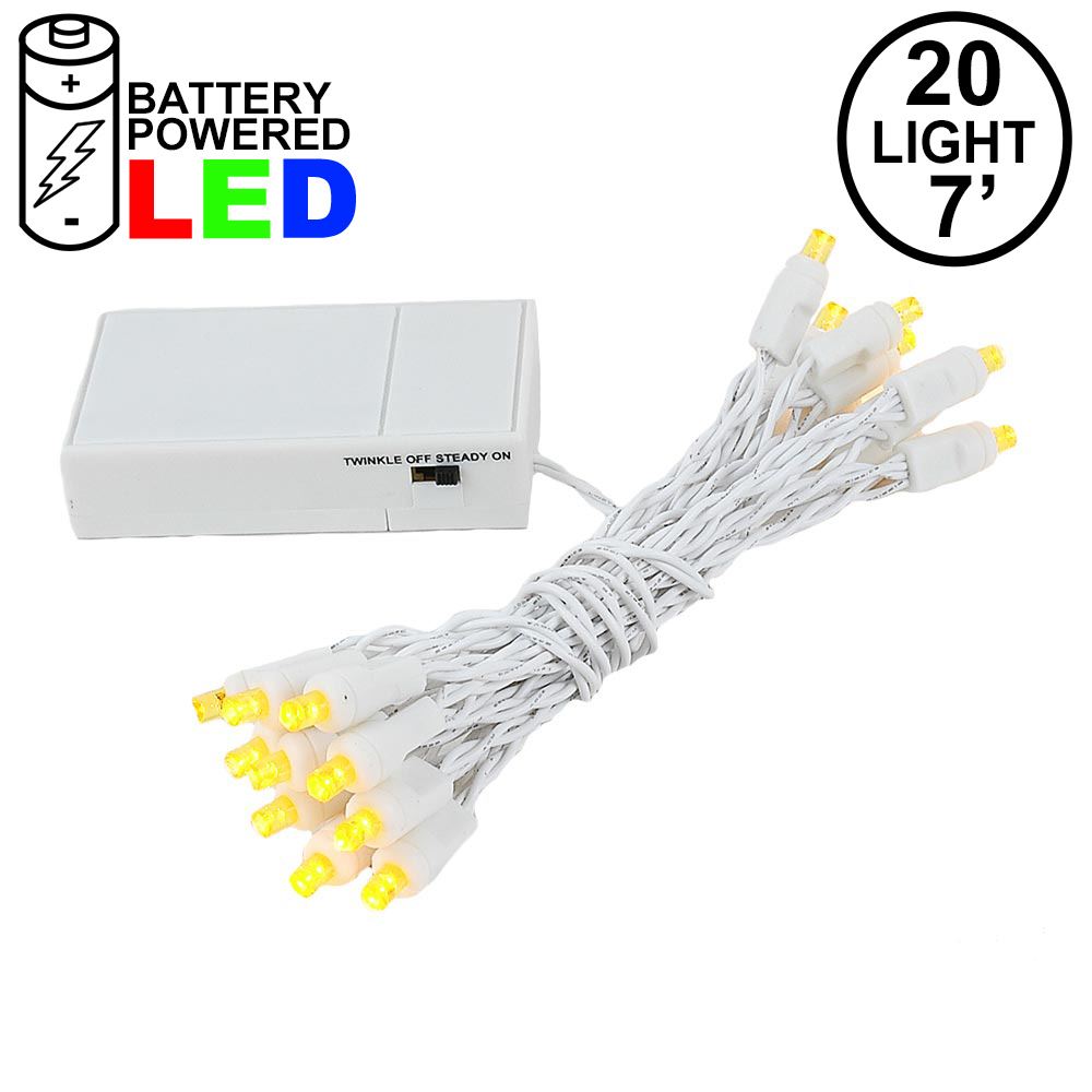 Picture of 20 LED Battery Operated Lights Yellow White Wire