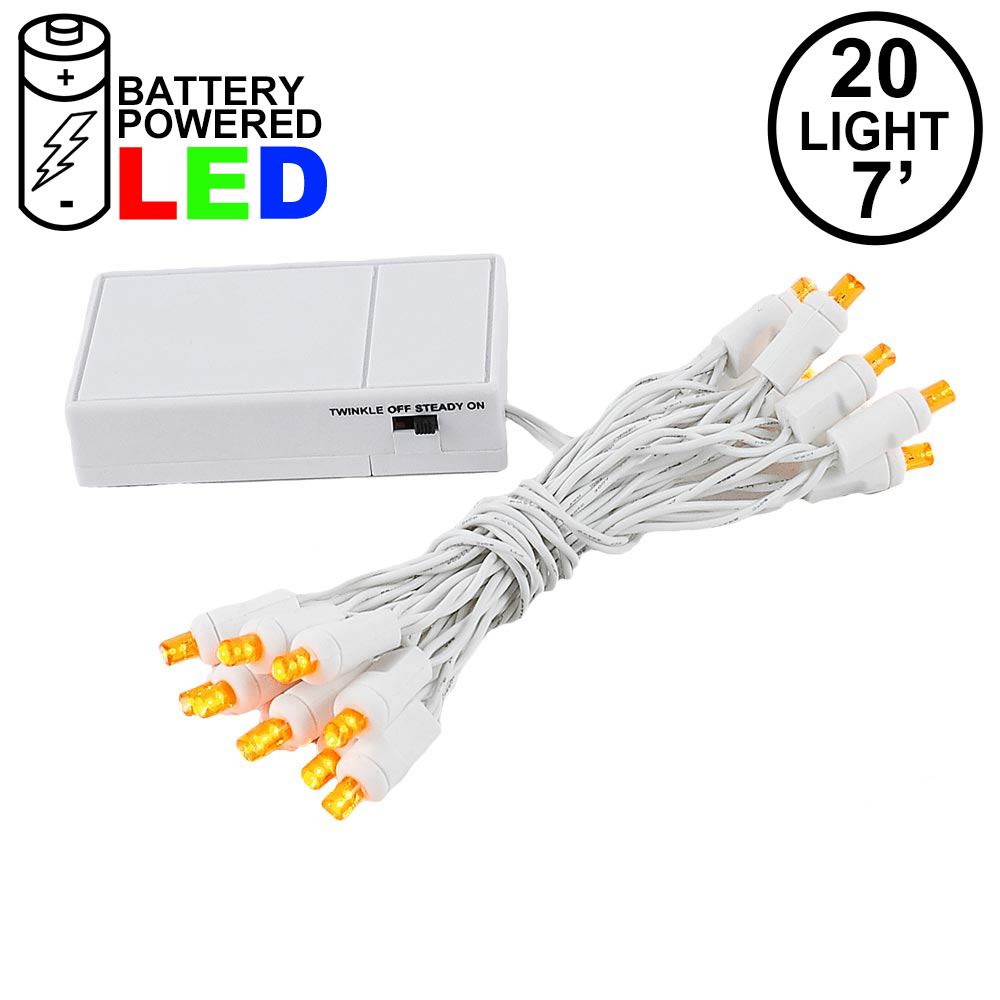 Picture of 20 LED Battery Operated Lights Amber Orange White Wire