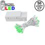 Picture of 50 LED Battery Operated Lights Green on White Wire