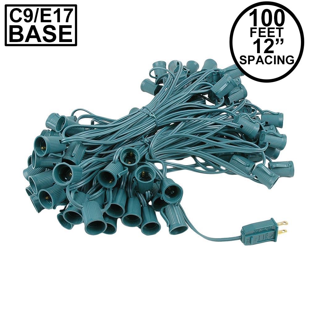 Picture of C9 100' String on Green Wire, 100 Sockets