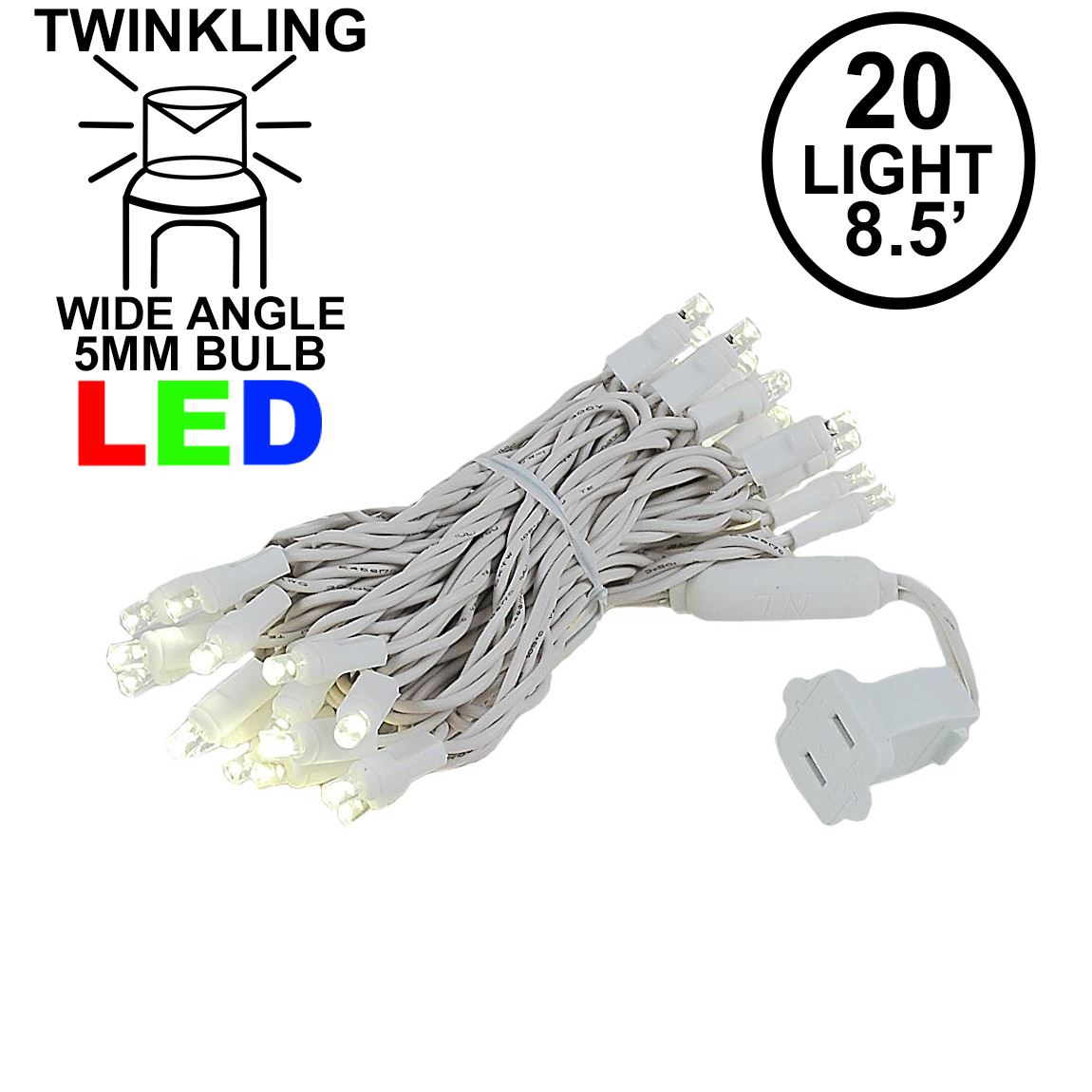 UL Listed LED Clear Green Wire Christmas String Lights Twinkle 5MM Mini 50L Sets 