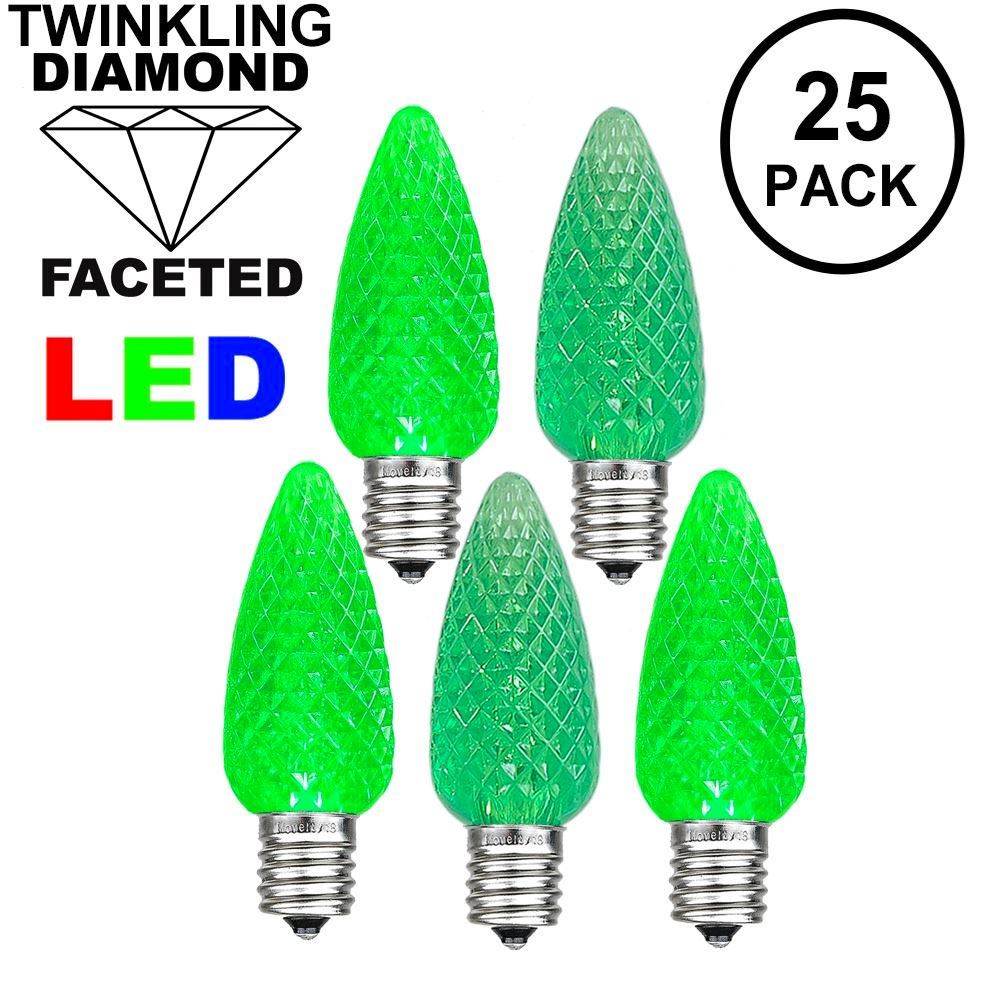 Picture of Twinkle Green C7 LED Replacement Bulbs 25 Pack