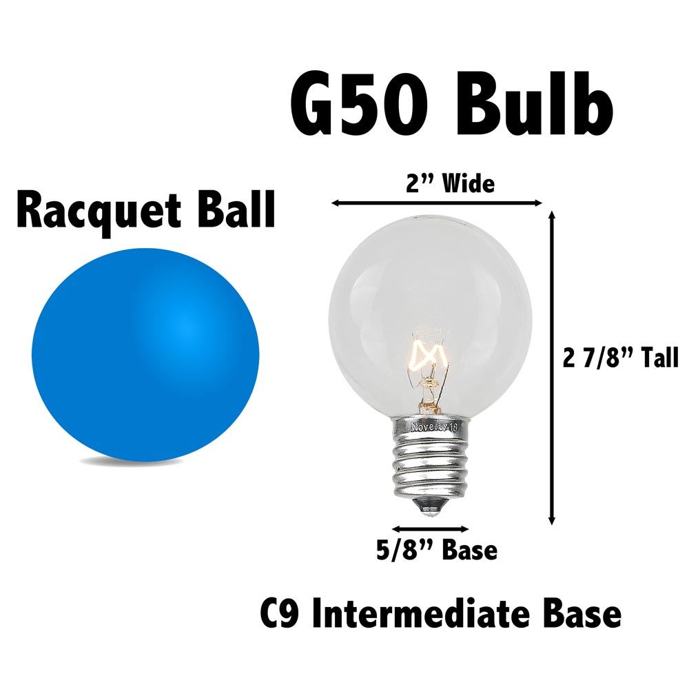 Blue 1 Watt E17/C9 Base Novelty Lights 5 Pack LED G50 Outdoor Patio Globe Replacement Bulbs 