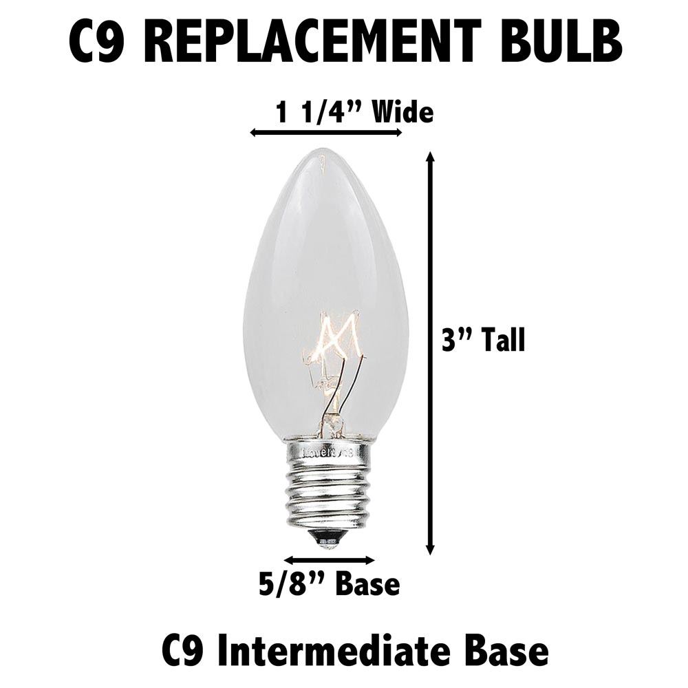 Holiday C-9 GREEN WHITE BLUE RED 20 C9 Ceramic Replacement Bulbs 