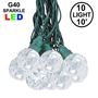Picture of 10 Pure White Sparkle Orb LED G40 Pre-Lamped String Lights