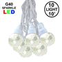 Picture of 10 Warm White Sparkle Orb LED G40 Pre-Lamped String Lights White Wire