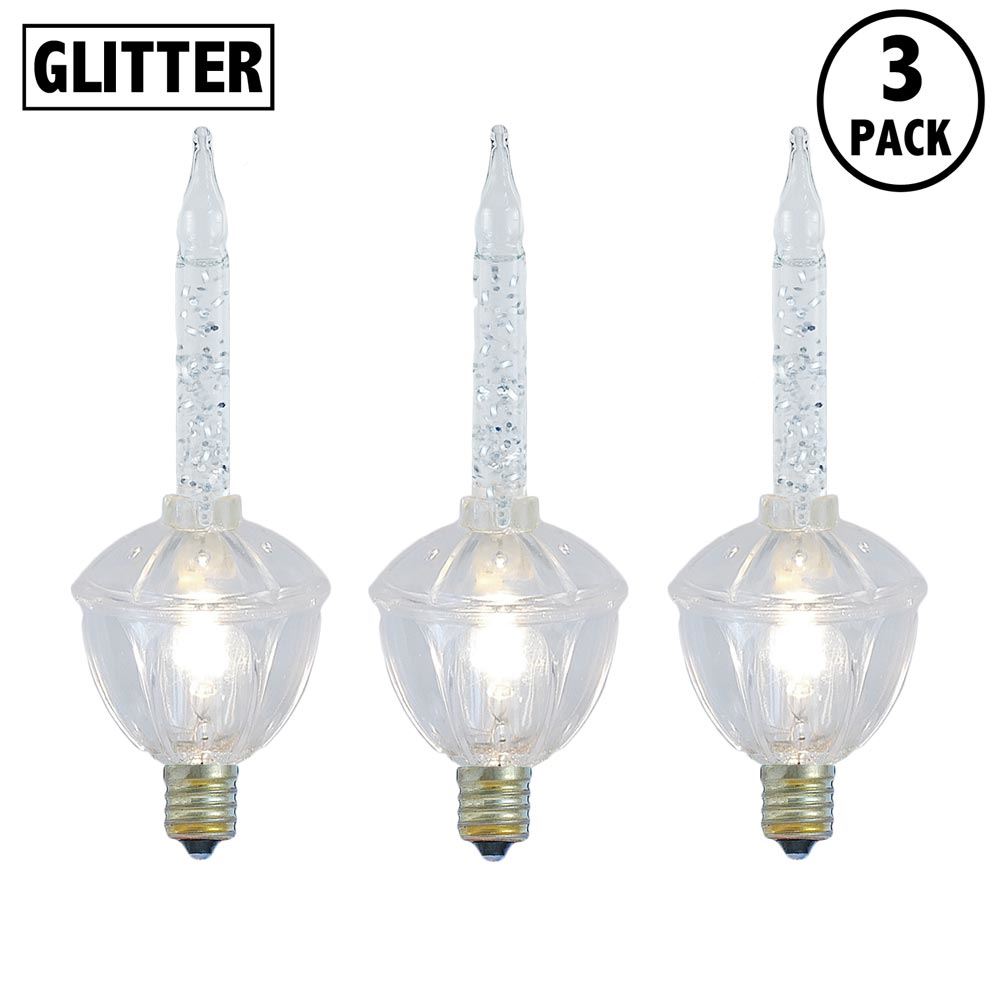Picture of Clear Bubble Light With Silver Glitter Replacements 3 Pack 