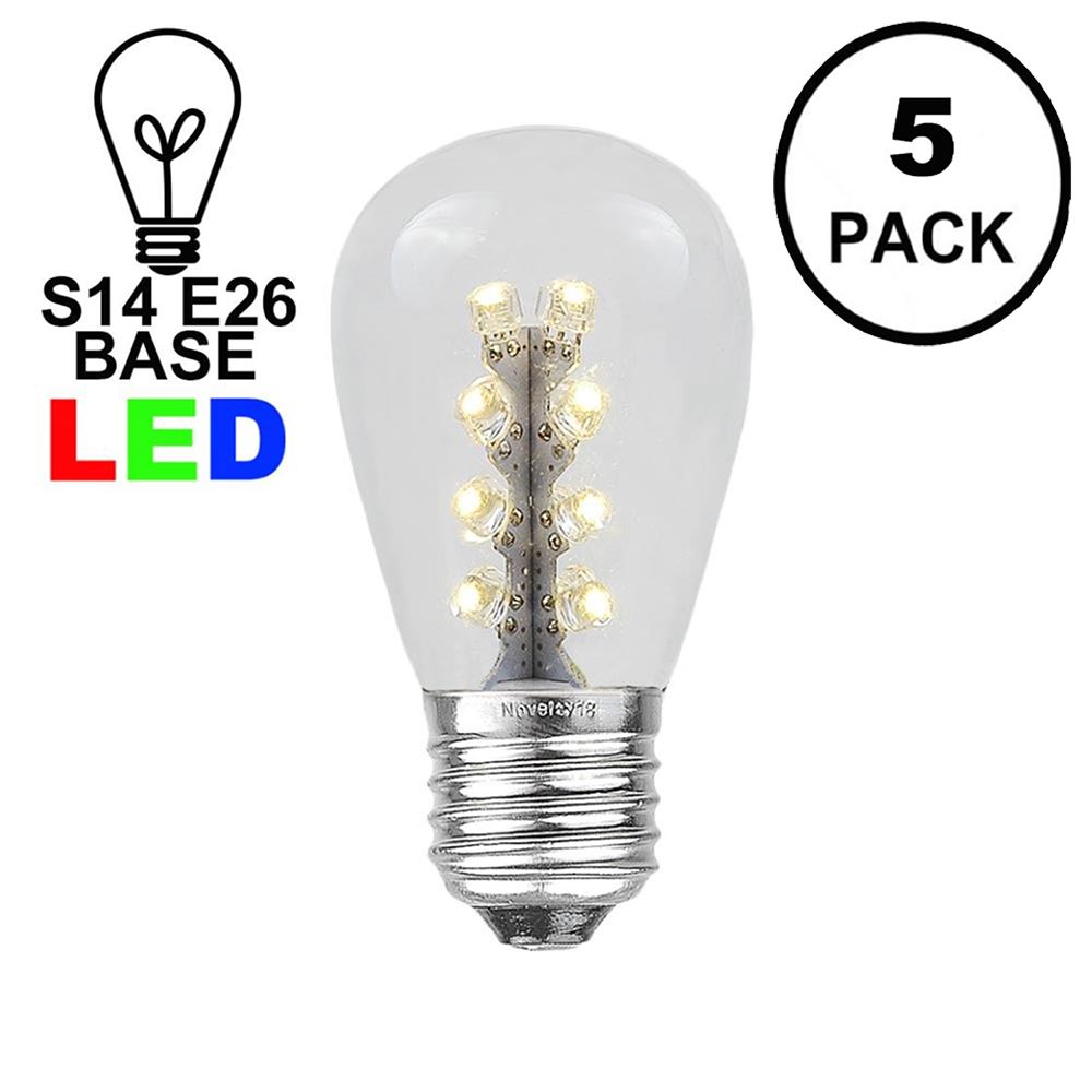 Picture of 5 Pack Warm White S14 LED Medium Base e26 Bulbs w/ 16 LEDs