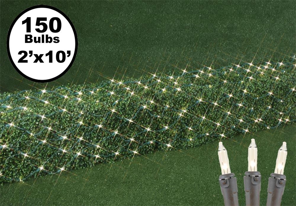 Picture of 2' x 10' Super Bright Clear Net Lights - Brown Wire
