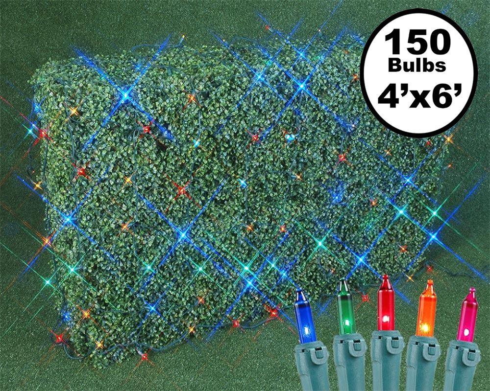 Picture of 4' X 6' Super Bright Multi Net Lights - Green Wire