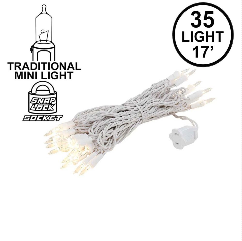 Picture of 35 Light 17' Long White Wire Christmas Mini Lights
