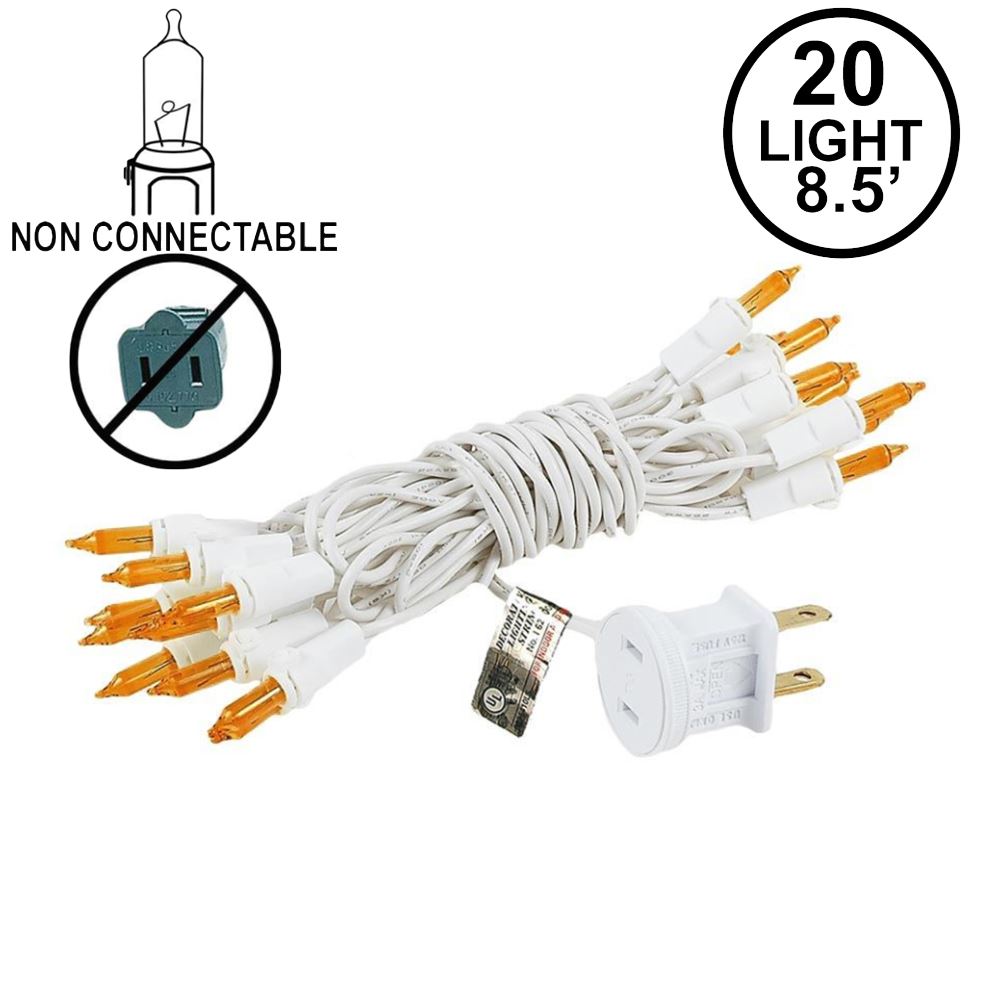 Picture of Non Connectable Amber/Orange White Wire Mini Lights 20 Light 8.5'