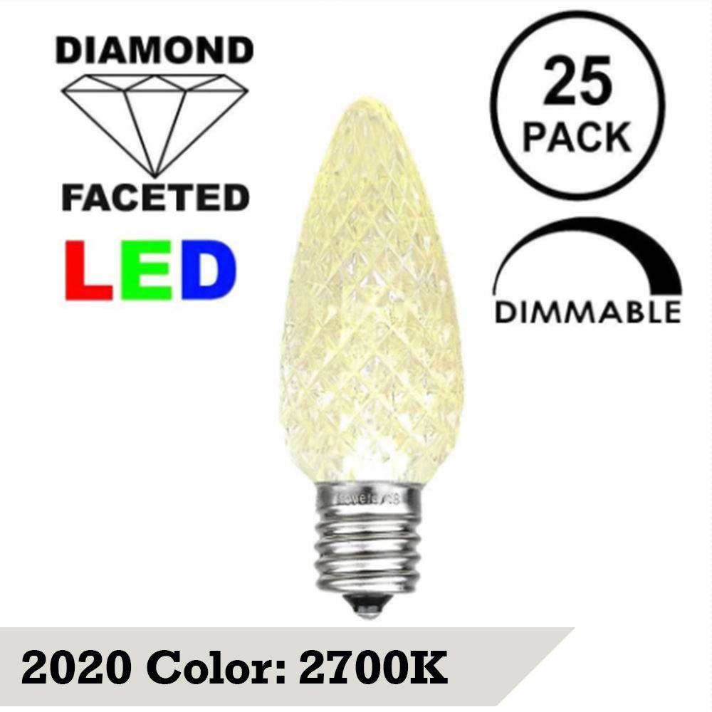 Pack of 25 LED C9 Warm White Replacement Christmas Light Bulbs for Light Strand, 