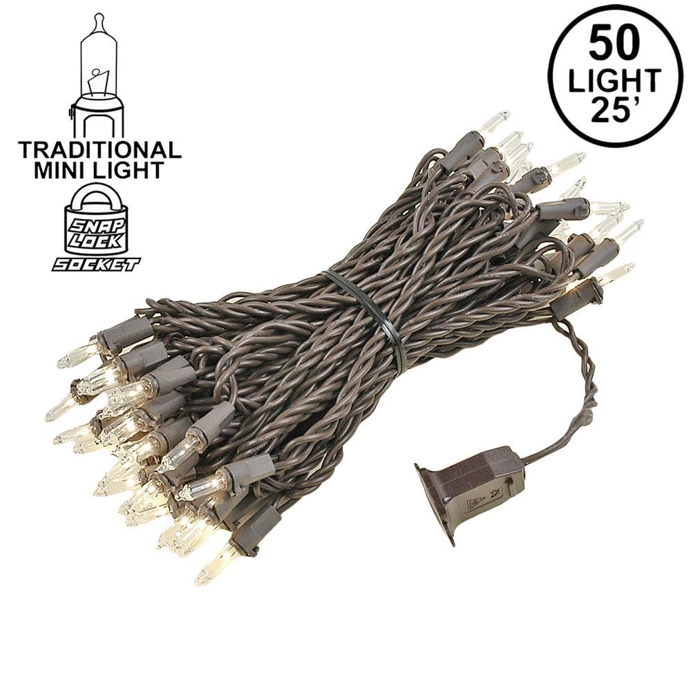 Picture of 50 Light 25' Long Brown Wire Mini Christmas Lights