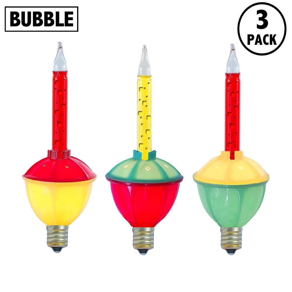 Picture of Red and Yellow Bubble Light With Multi Base Replacements 3 Pack 