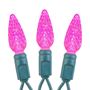 Picture of Pink 70 LED C6 Strawberry Mini Lights Commercial Grade on Green Wire