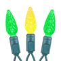 Picture of Green and Yellow 70 LED C6 Strawberry Mini Lights Commercial Grade Green Wire