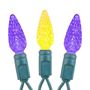 Picture of Yellow and Purple 70 LED C6 Strawberry Mini Lights Commercial Grade Green Wire