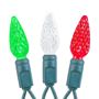 Picture of Red Green & White 70 LED C6 Strawberry Mini Lights Commercial Grade Green Wire