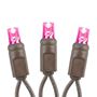 Picture of 50 LED Pink LED Christmas Lights 11' Long on Brown Wire