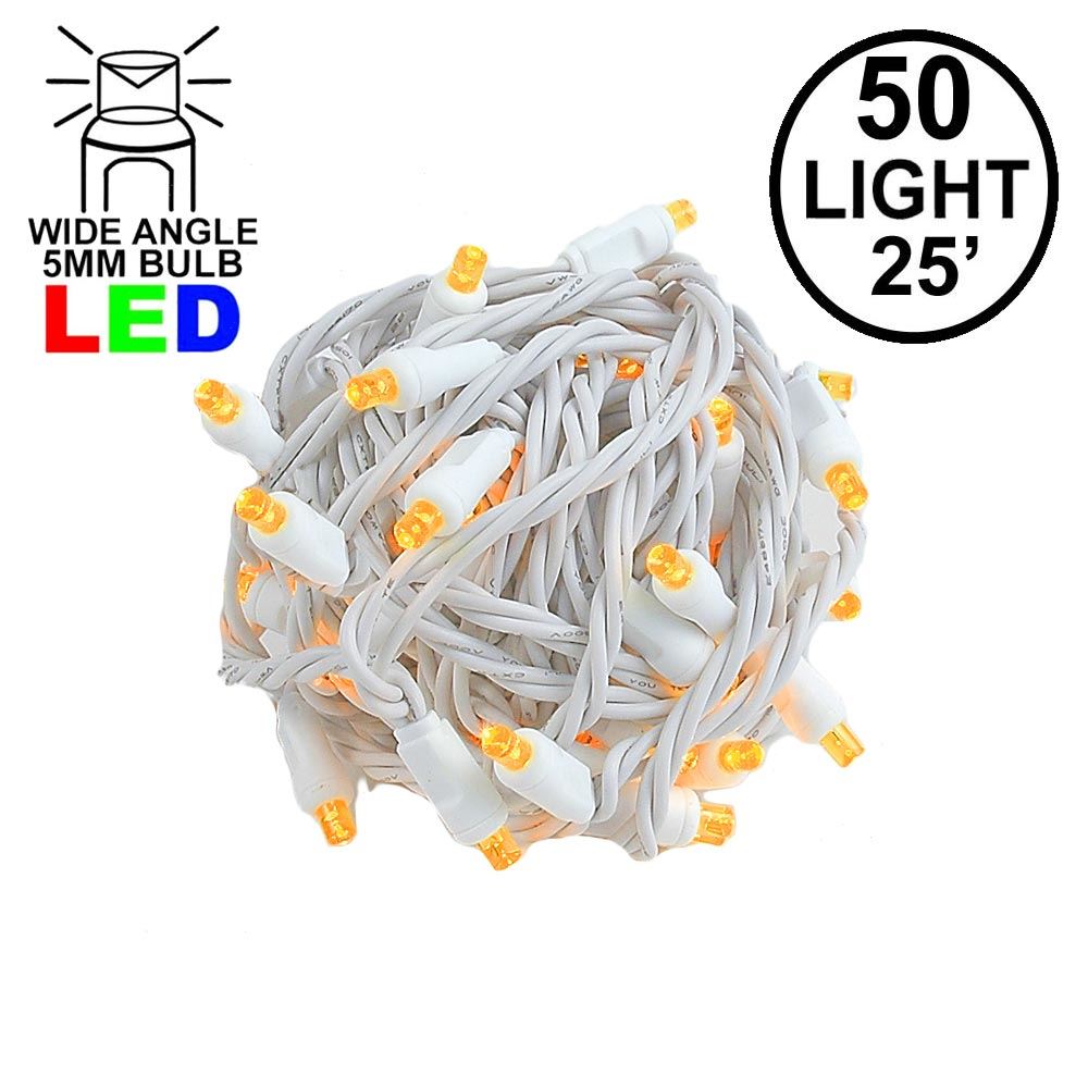 Picture of Commercial Grade Wide Angle 50 LED Amber 25' Long White Wire