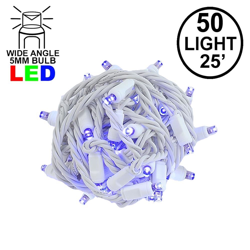 Picture of Commercial Grade Wide Angle 50 LED Purple 25' Long White Wire