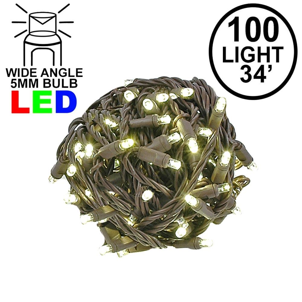 Picture of Commercial Grade Wide Angle 100 LED Warm White 34' Long on Brown Wire